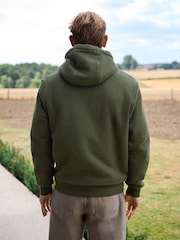 Khaki Green Borg Fleece Lined Zip Up Hoodie - Image 4 of 16