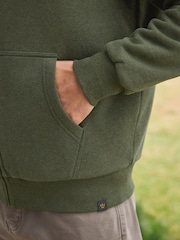 Khaki Green Borg Fleece Lined Zip Up Hoodie - Image 8 of 16