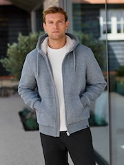 Denim Borg Fleece Lined Zip Up Hoodie - Image 4 of 12
