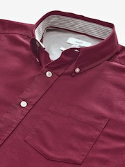 Burgundy Red Regular Fit Long Sleeve Oxford Shirt - Image 10 of 11