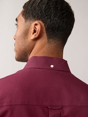 Burgundy Red Regular Fit Long Sleeve Oxford Shirt - Image 6 of 11