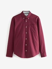 Burgundy Red Regular Fit Long Sleeve Oxford Shirt - Image 9 of 11