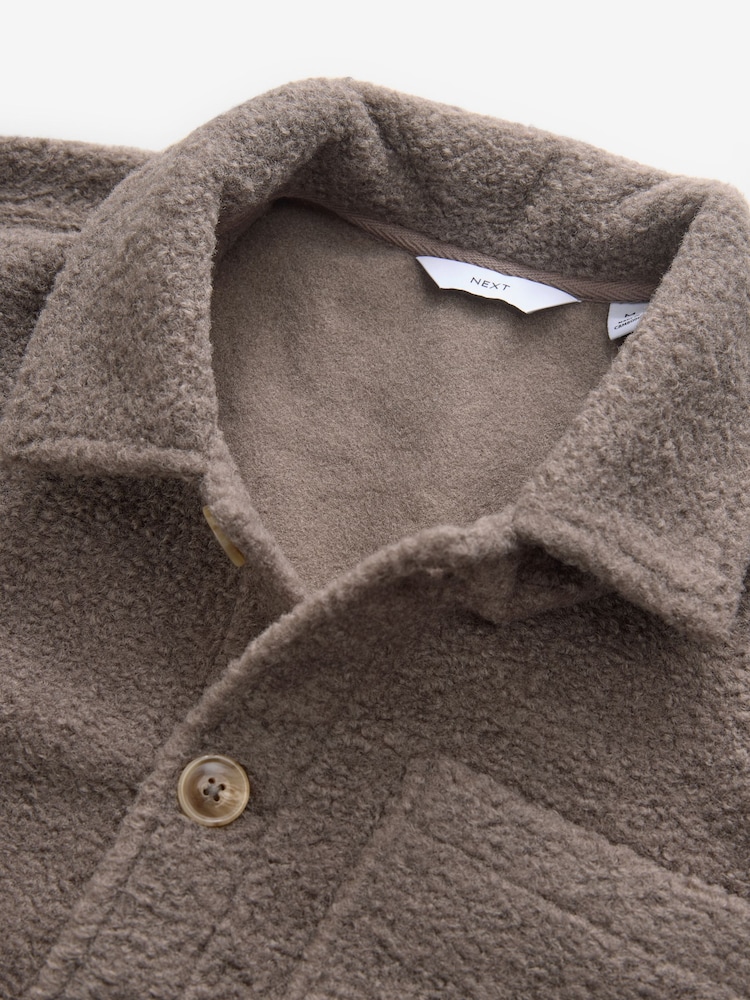 Neutral Regular Fit Regular Fit Borg Fleece Shacket - Image 4 of 13
