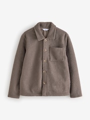 Neutrale Farbe - Shacket aus Borg-Fleece in normaler Passform - Bild 7 von 13