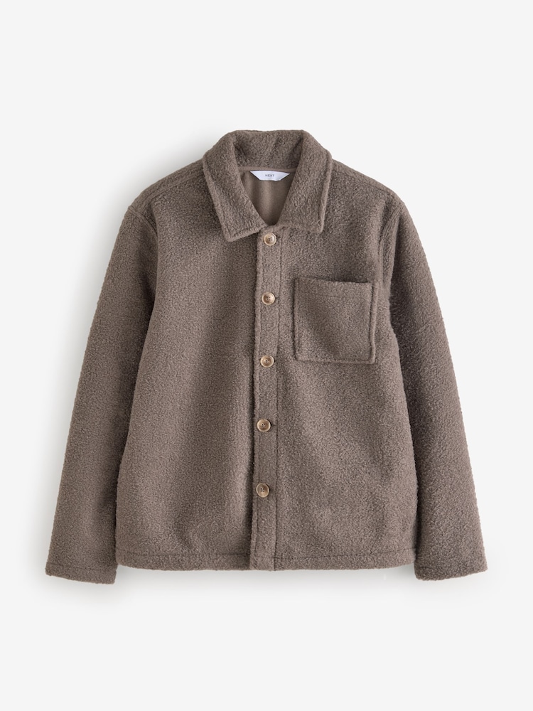 Neutral Regular Fit Regular Fit Borg Fleece Shacket - Image 7 of 13