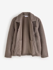 Neutrale Farbe - Shacket aus Borg-Fleece in normaler Passform - Bild 8 von 13