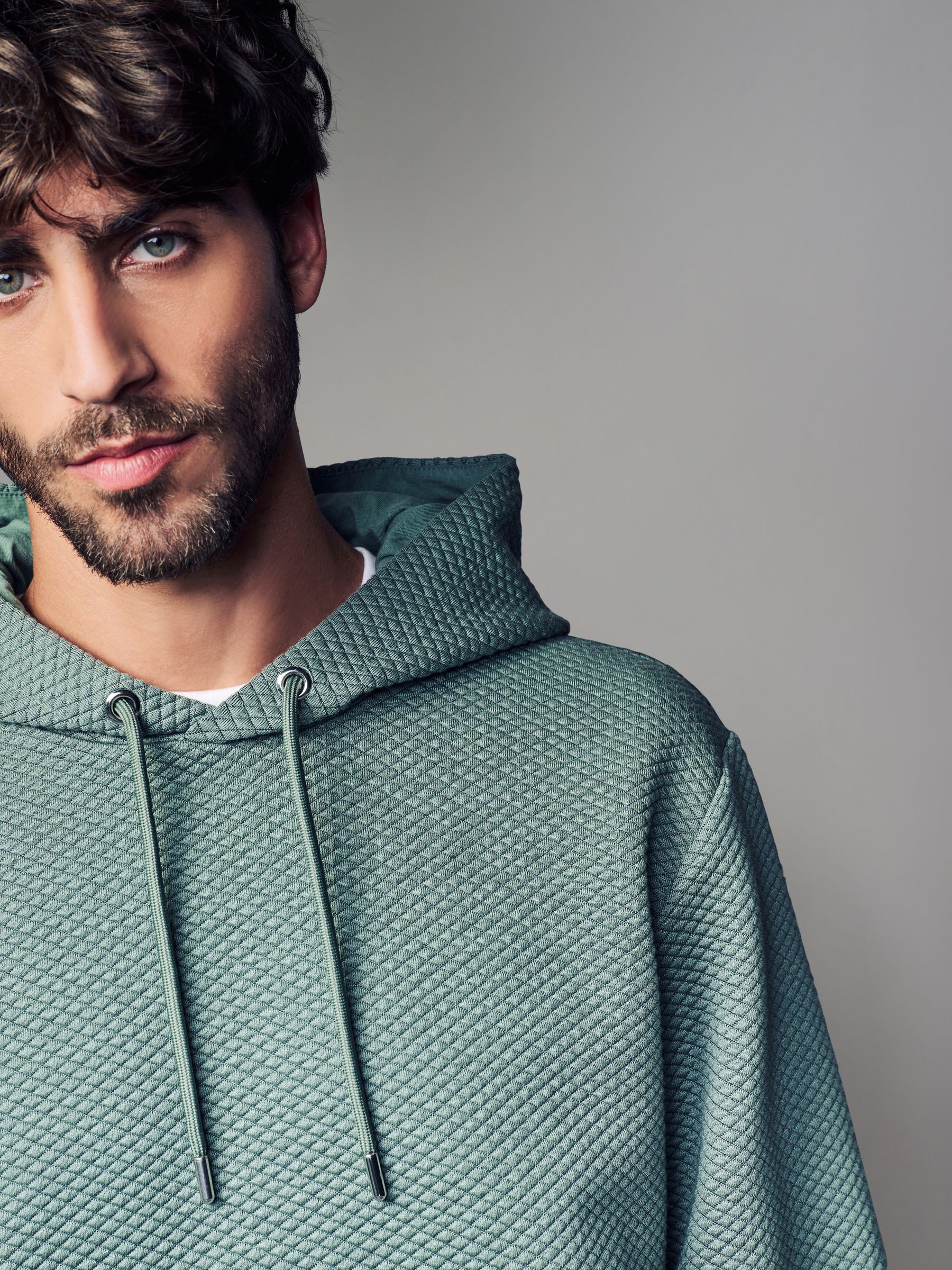 Buy Light Green Hooded Textured Overhead Hoodie from Next Luxembourg
