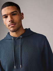 Navy Blue Textured Overhead Hoodie - Image 1 of 8