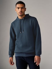 Navy Blue Textured Overhead Hoodie - Image 2 of 8