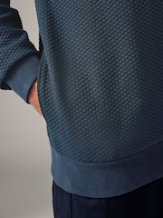 Navy Blue Textured Overhead Hoodie - Image 5 of 8