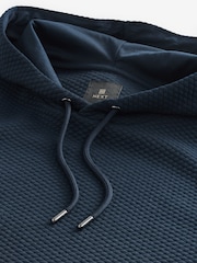 Navy Blue Textured Overhead Hoodie - Image 8 of 8