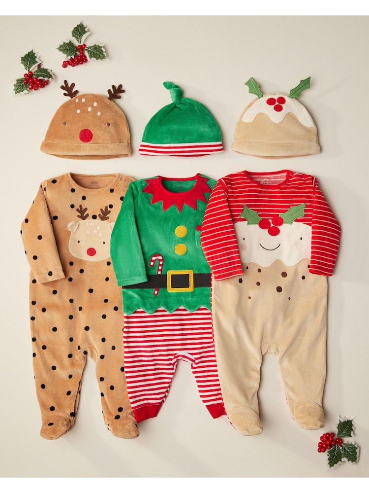 Brown Reindeer Baby Christmas Sleepsuit & Hat Set (0mths-2yrs) - Image 12 of 12