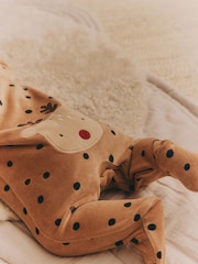 Brown Reindeer Baby Christmas Sleepsuit & Hat Set (0mths-2yrs) - Image 4 of 12