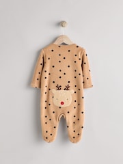 Brown Reindeer Baby Christmas Sleepsuit & Hat Set (0mths-2yrs) - Image 7 of 12
