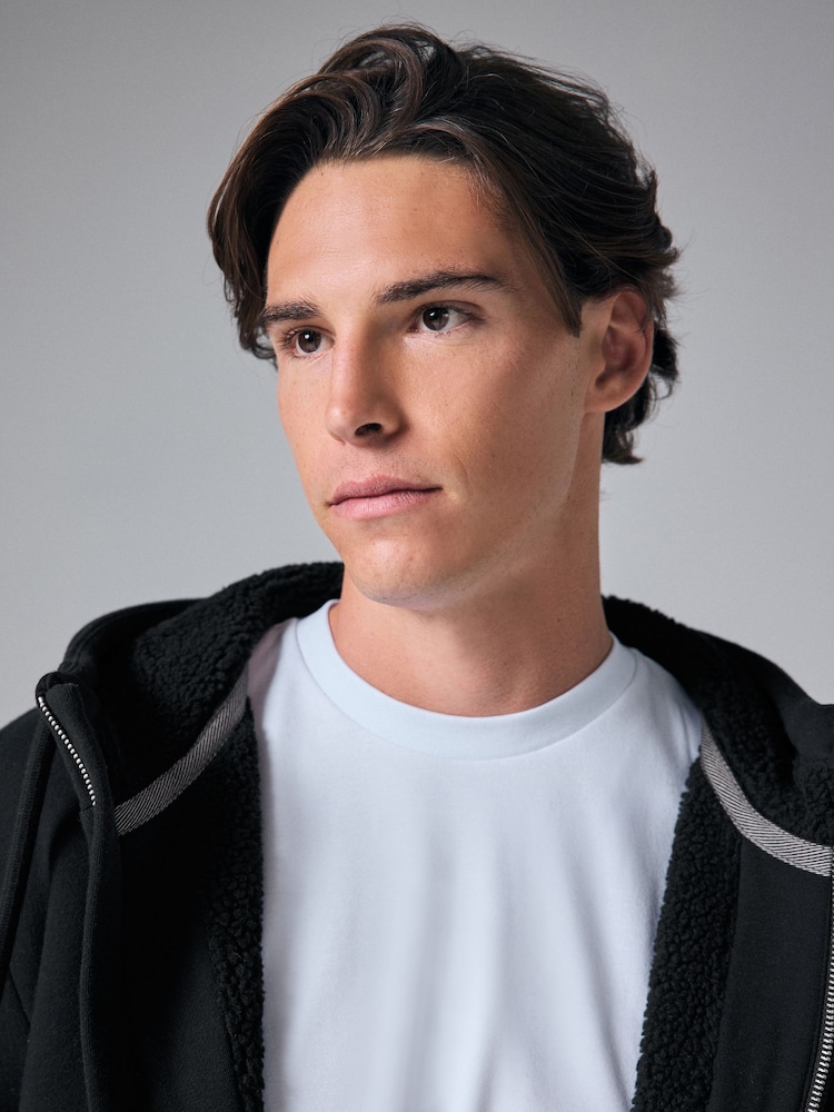 Black Borg Fleece Lined Zip Up Hoodie - Image 1 of 13