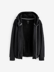 Black Borg Fleece Lined Zip Up Hoodie - Image 2 of 13