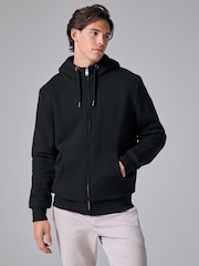 Black Borg Fleece Lined Zip Up Hoodie - Image 4 of 13