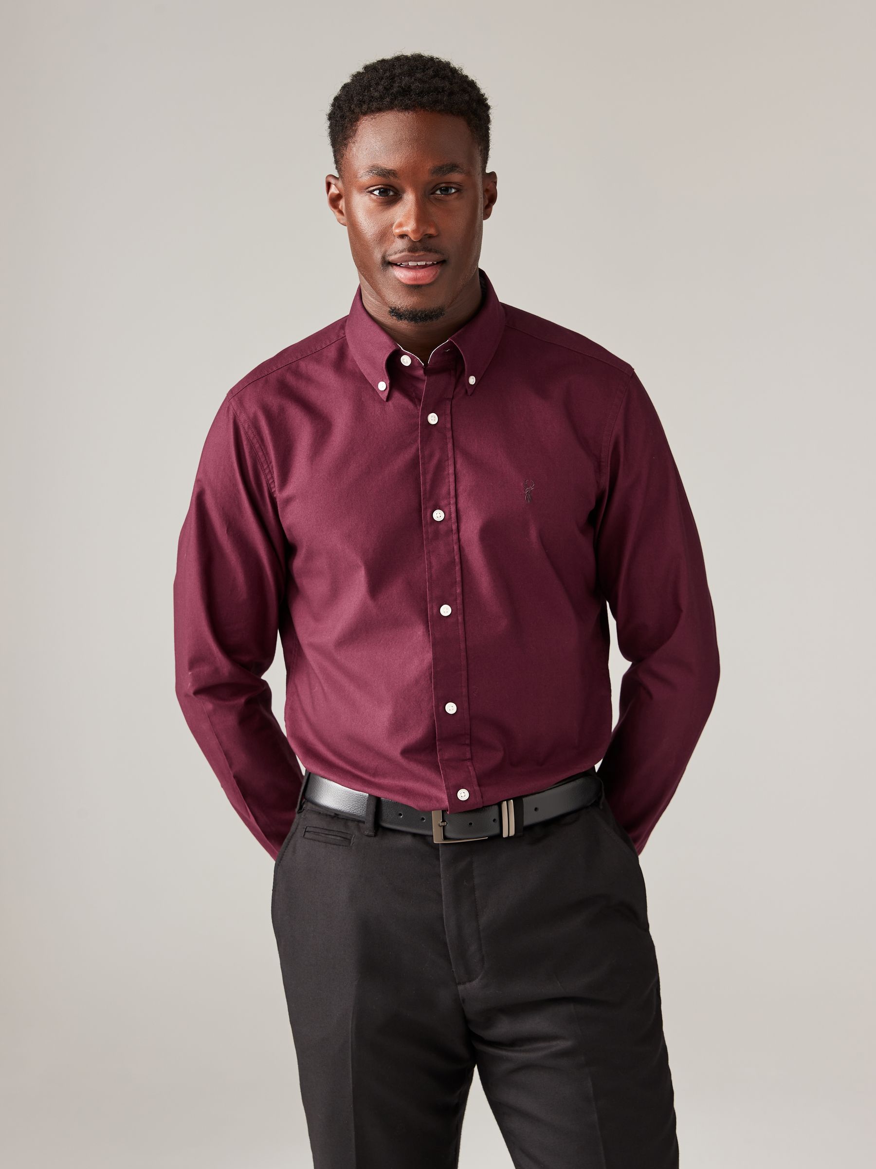 Buy Burgundy Red Slim Fit Long Sleeve Oxford 100 Cotton Shirt from Next France