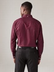 Burgundy Red Slim Fit Long Sleeve Oxford Shirt - Image 3 of 10