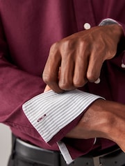 Burgundy Red Slim Fit Long Sleeve Oxford Shirt - Image 7 of 10