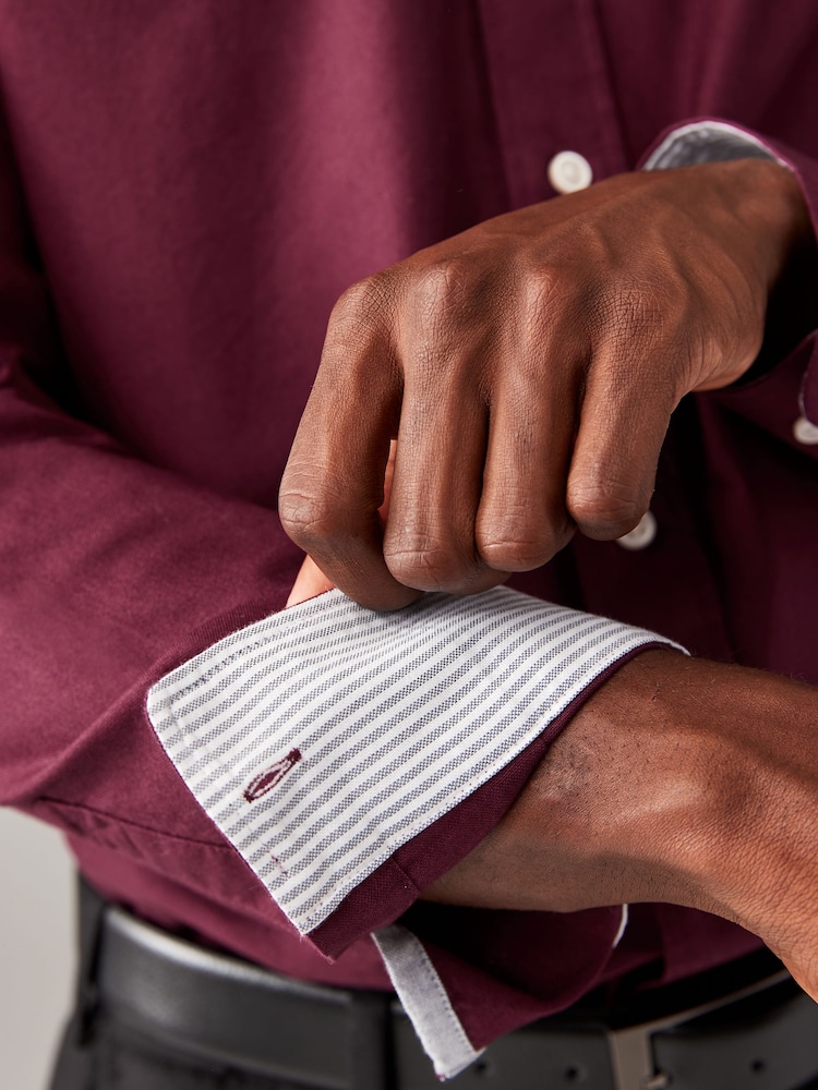 Rouge bordeaux - Slim Fit (Slim Fit) - Chemise Oxford à manches longues - Image 7 of 10