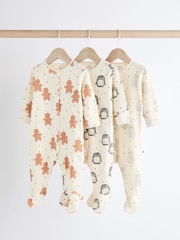 Ecru Baby Christmas Character 100% Cotton Sleepsuit (0mths-2yrs) - Image 1 of 11