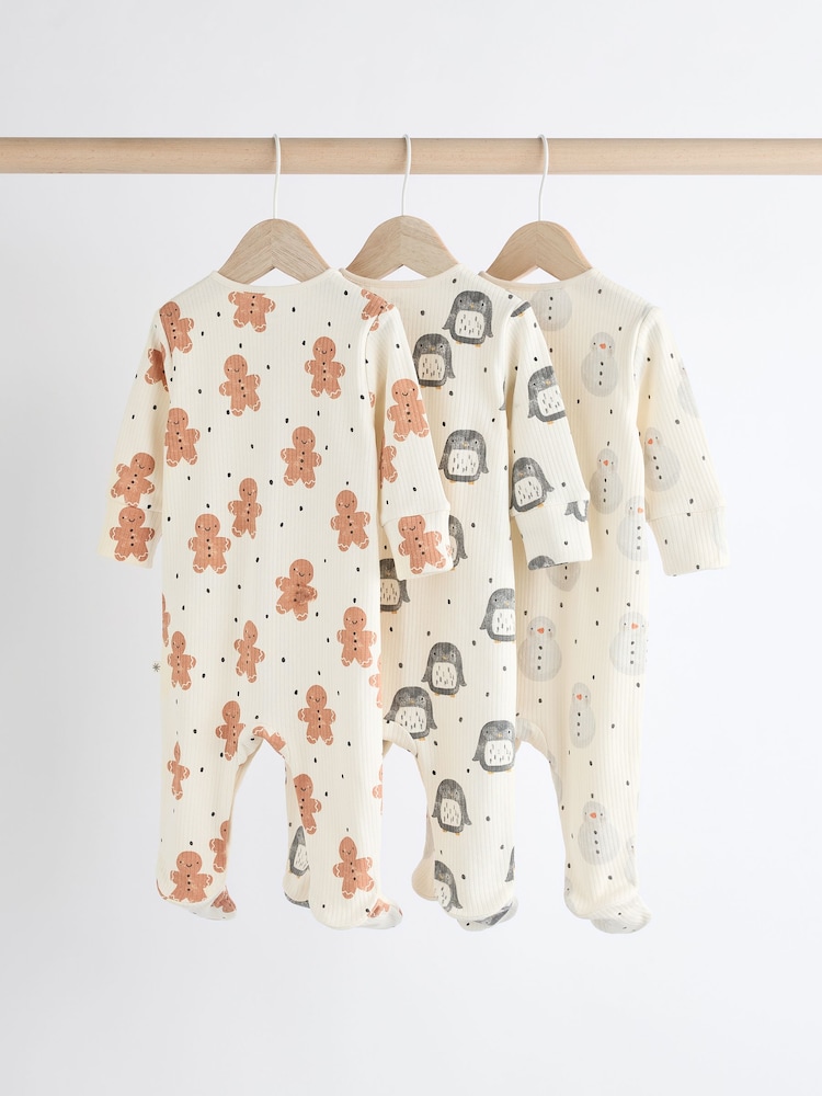 Ecru Baby Christmas Character 100% Cotton Sleepsuit (0mths-2yrs) - Image 2 of 11