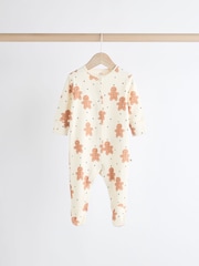 Ecru Baby Christmas Character 100% Cotton Sleepsuit (0mths-2yrs) - Image 5 of 11