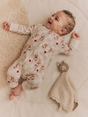 Neutral Baby Reindeer Christmas 100% Cotton Sleepsuit (0mths-3yrs) - Image 2 of 11