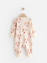 Neutral Baby Reindeer Christmas 100% Cotton Sleepsuit (0mths-3yrs) - Image 5 of 11