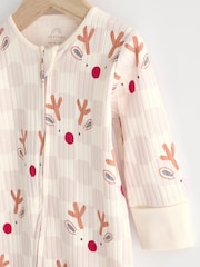 Neutral Baby Reindeer Christmas 100% Cotton Sleepsuit (0mths-3yrs) - Image 6 of 11