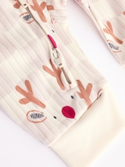 Neutral Baby Reindeer Christmas 100% Cotton Sleepsuit (0mths-3yrs) - Image 9 of 11