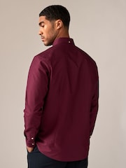 Burgundy Red Slim Fit Long Sleeve Oxford Shirt - Image 3 of 8