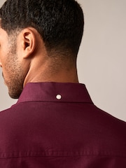 Burgundy Red Slim Fit Long Sleeve Oxford Shirt - Image 4 of 8