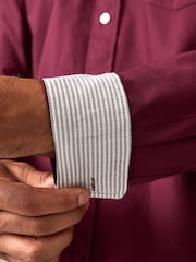 Burgundy Red Slim Fit Long Sleeve Oxford Shirt - Image 5 of 8