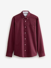 Burgundy Red Slim Fit Long Sleeve Oxford Shirt - Image 6 of 8