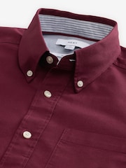 Burgundy Red Slim Fit Long Sleeve Oxford Shirt - Image 7 of 8