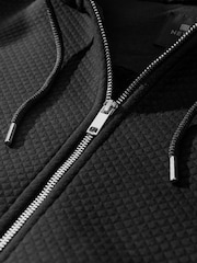Black Premium Textured Faux Fur Lined Zip Up Fleece - Image 10 of 11