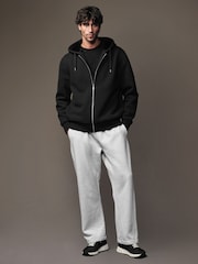 Black Premium Textured Faux Fur Lined Zip Up Fleece - Image 3 of 11