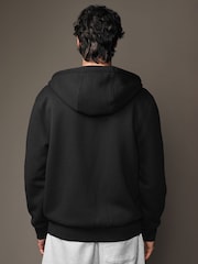 Black Premium Textured Faux Fur Lined Zip Up Fleece - Image 4 of 11