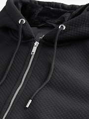Black Premium Textured Faux Fur Lined Zip Up Fleece - Image 8 of 11