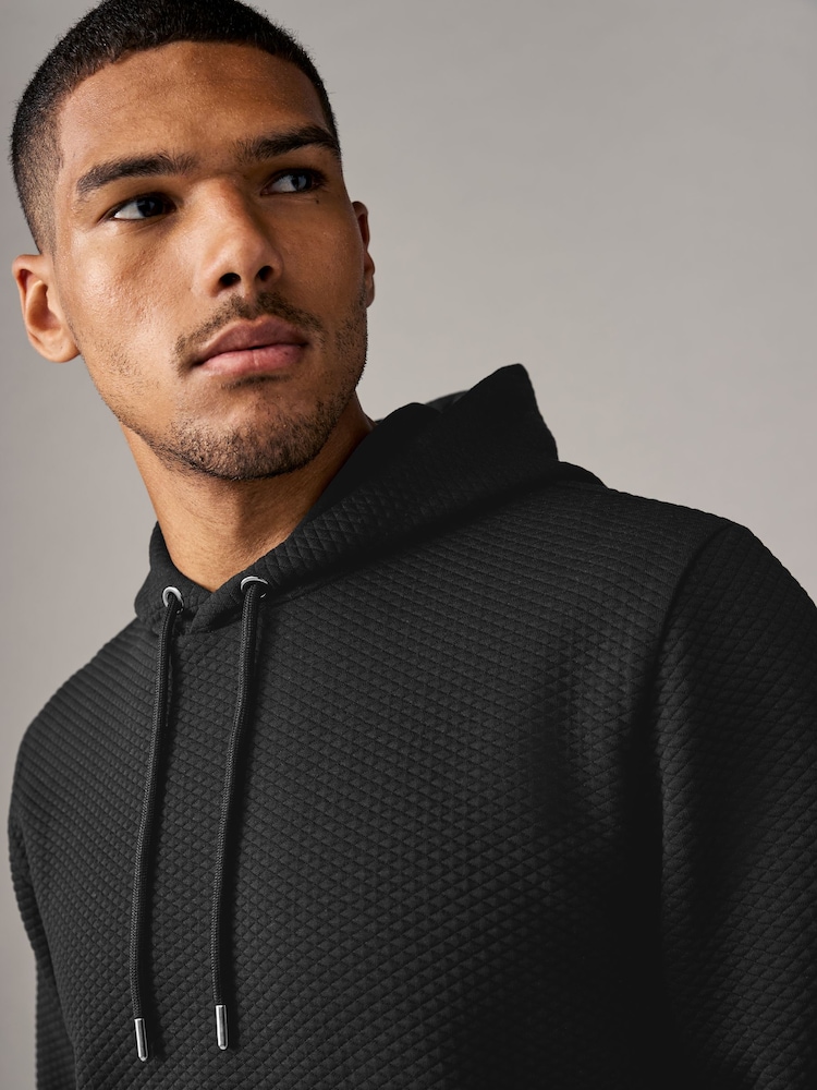 Noir - Standard - Sweat à capuche texturé - Image 1 of 1