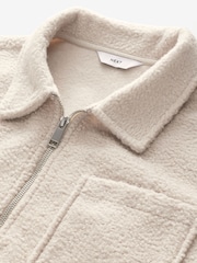 Ecru Natural Zip Neck Borg Fleece Sweatshirt - Image 6 of 7