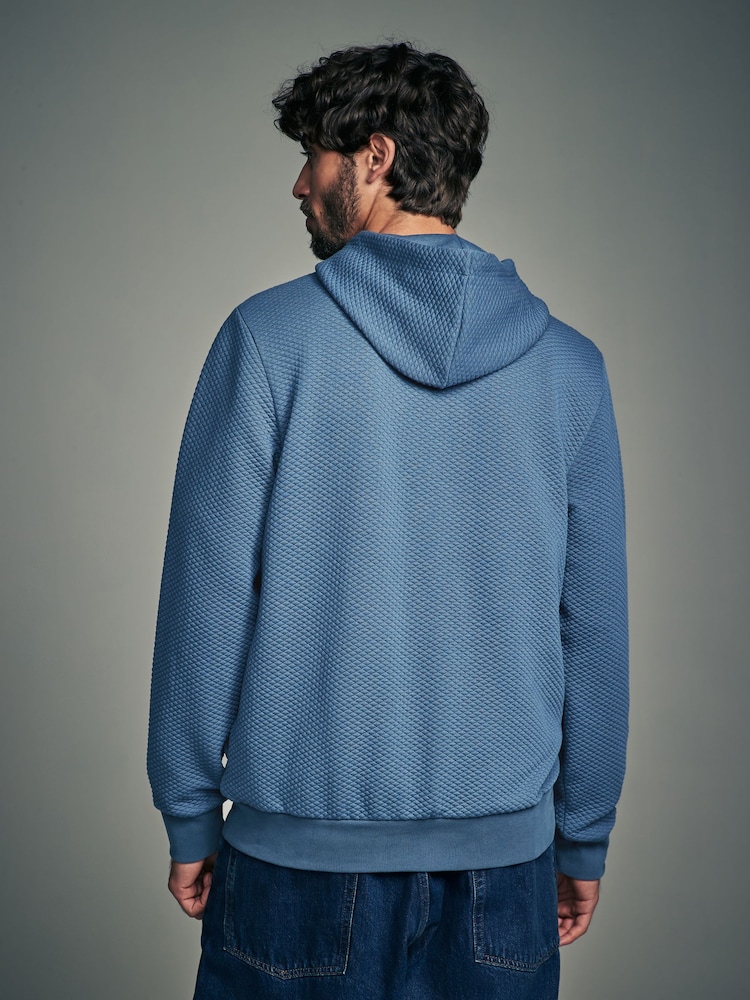 Bright Blue Textured Overhead Hoodie - Image 2 of 9