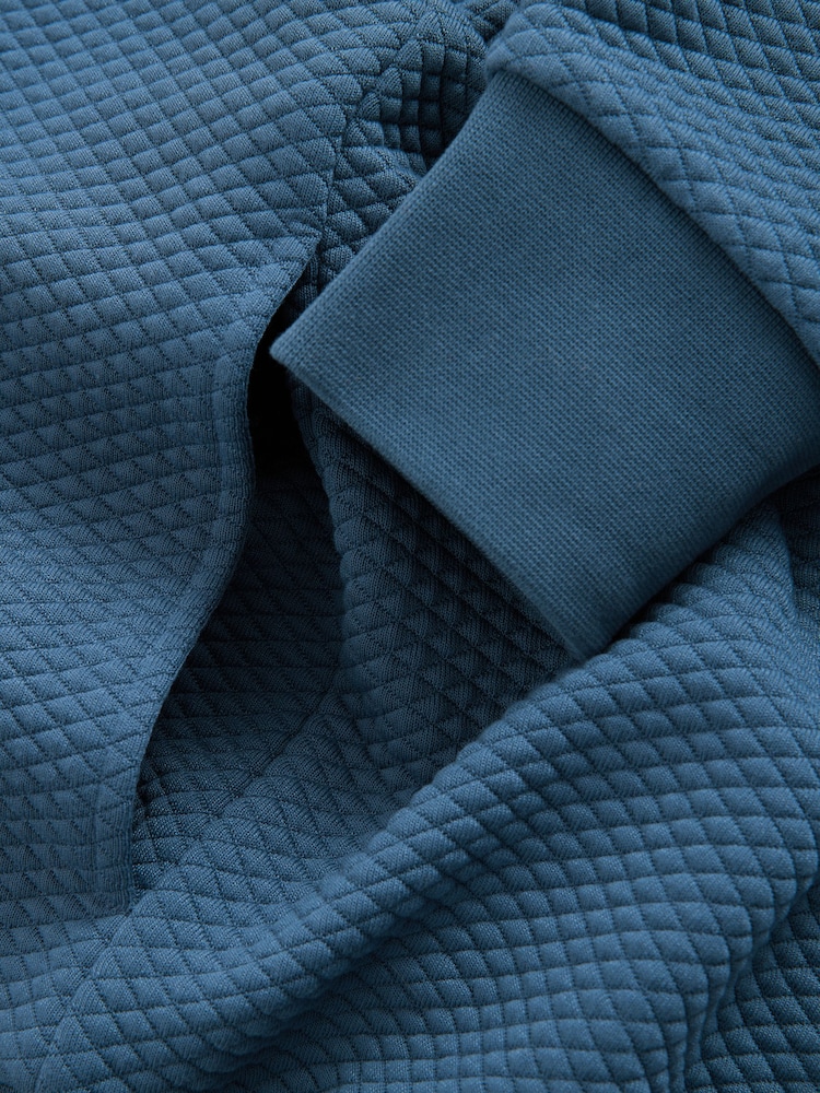 Bright Blue Textured Overhead Hoodie - Image 9 of 9