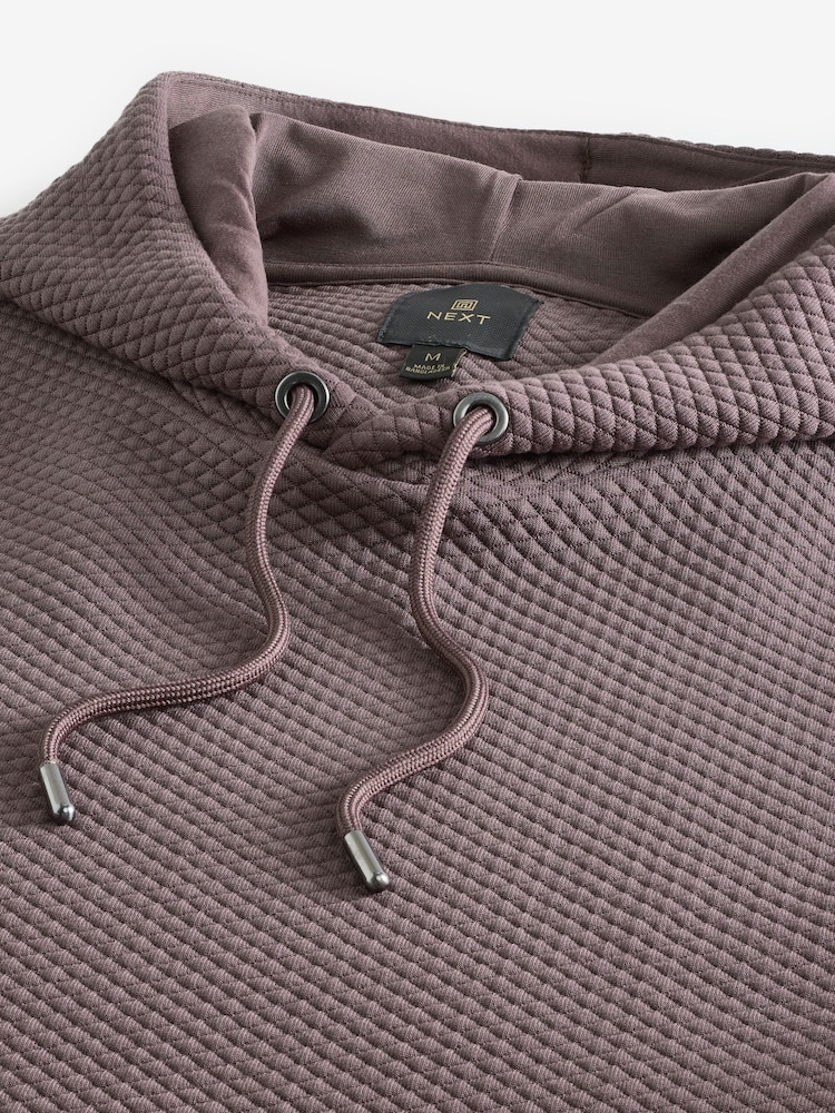Purple Hooded Textured Overhead Hoodie - Image 9 of 9 Purple Hooded Textured Overhead Hoodie - Image 9 of 9
