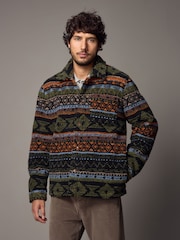 Black/Green Printed Fleece Shacket - Image 1 of 12