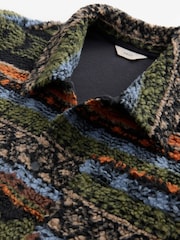 Black/Green Printed Fleece Shacket - Image 10 of 12