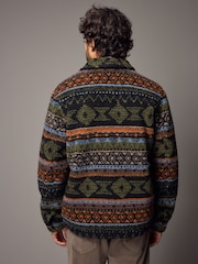 Black/Green Printed Fleece Shacket - Image 4 of 12