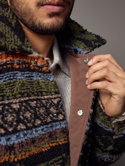 Black/Green Printed Fleece Shacket - Image 5 of 12